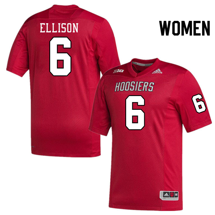 Women #6 Justice Ellison Indiana Hoosiers College Football Jerseys Stitched-Crimson